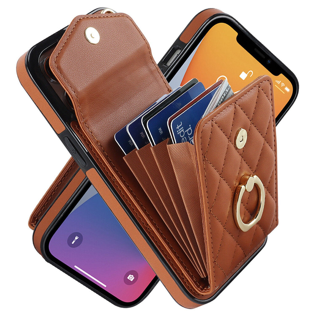 Ring Stand Leather Wallet Phone Case for iPhone 17 Pro max 16 pro 15