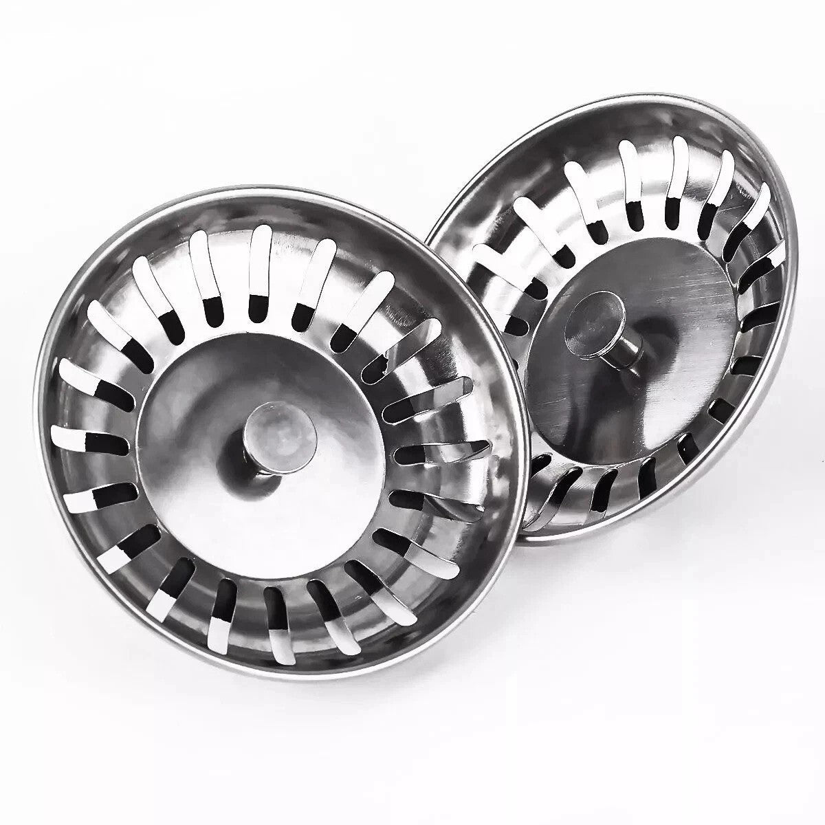 2x Stainless Steel Replacement Kitchen Sink Drain Strainer Drainer Waste Plug