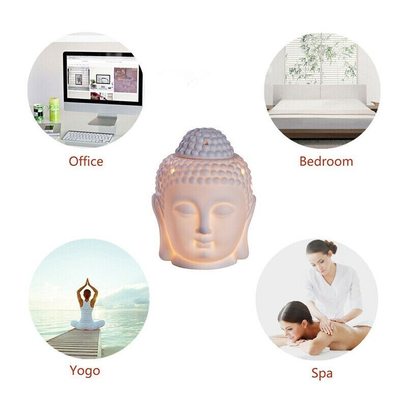 Thai Buddha Oil Burner Buddah Head Wax Melts Ornament Spa Ceramic Tea Light Gift