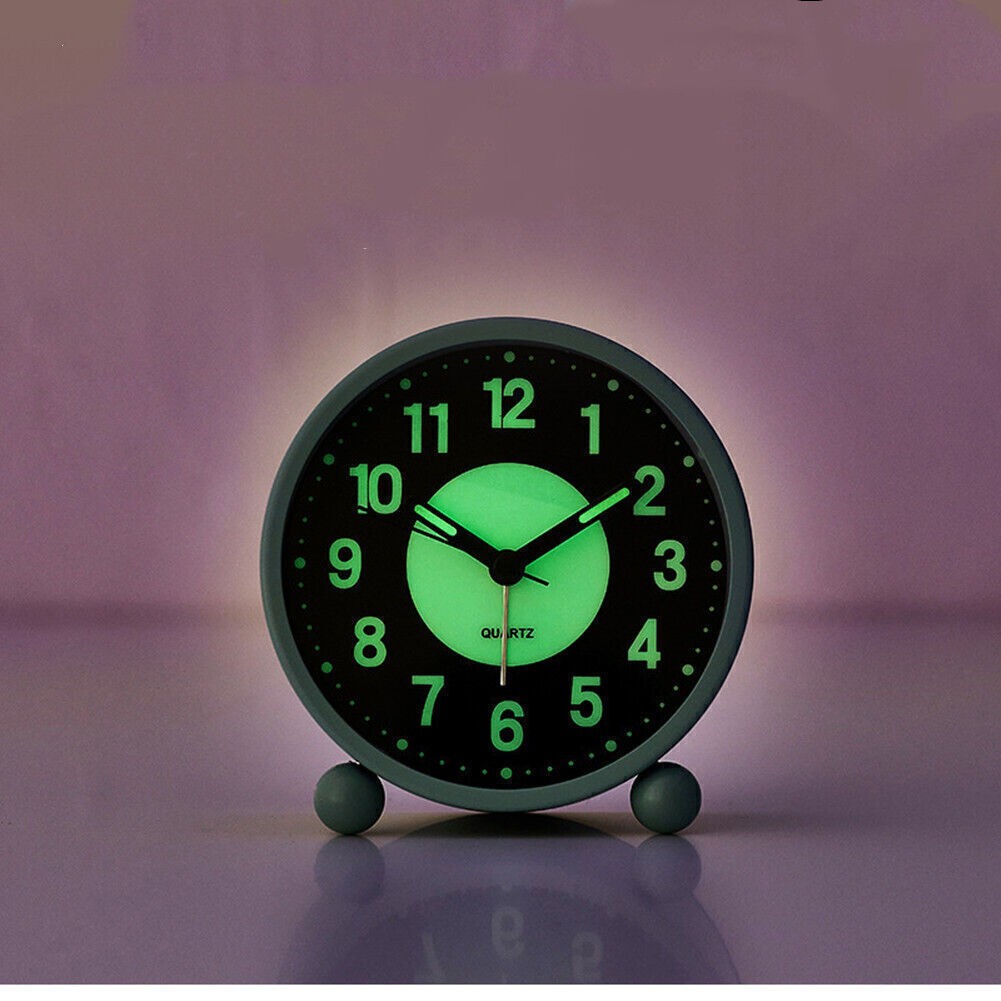 UK Silent Bedside Alarm Clock Non Ticking Glow-in-the-Dark Bedroom Clock HOT NEW