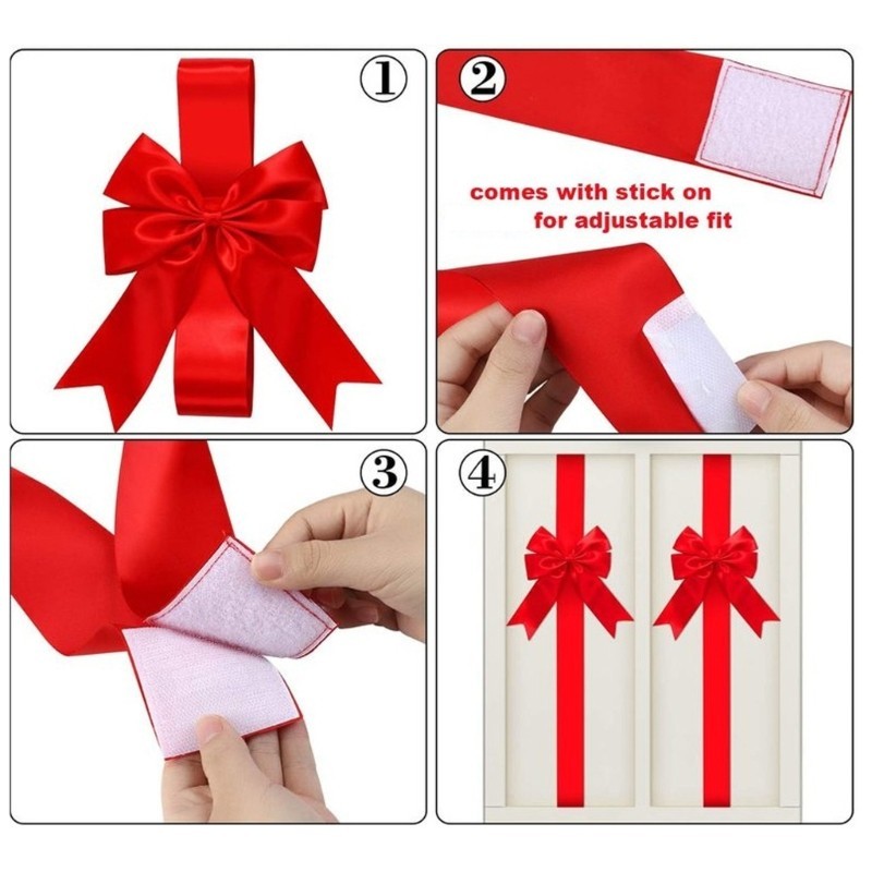 4PCS Fabric Bowknots for Christmas Decors Holiday Party Wedding Decoration
