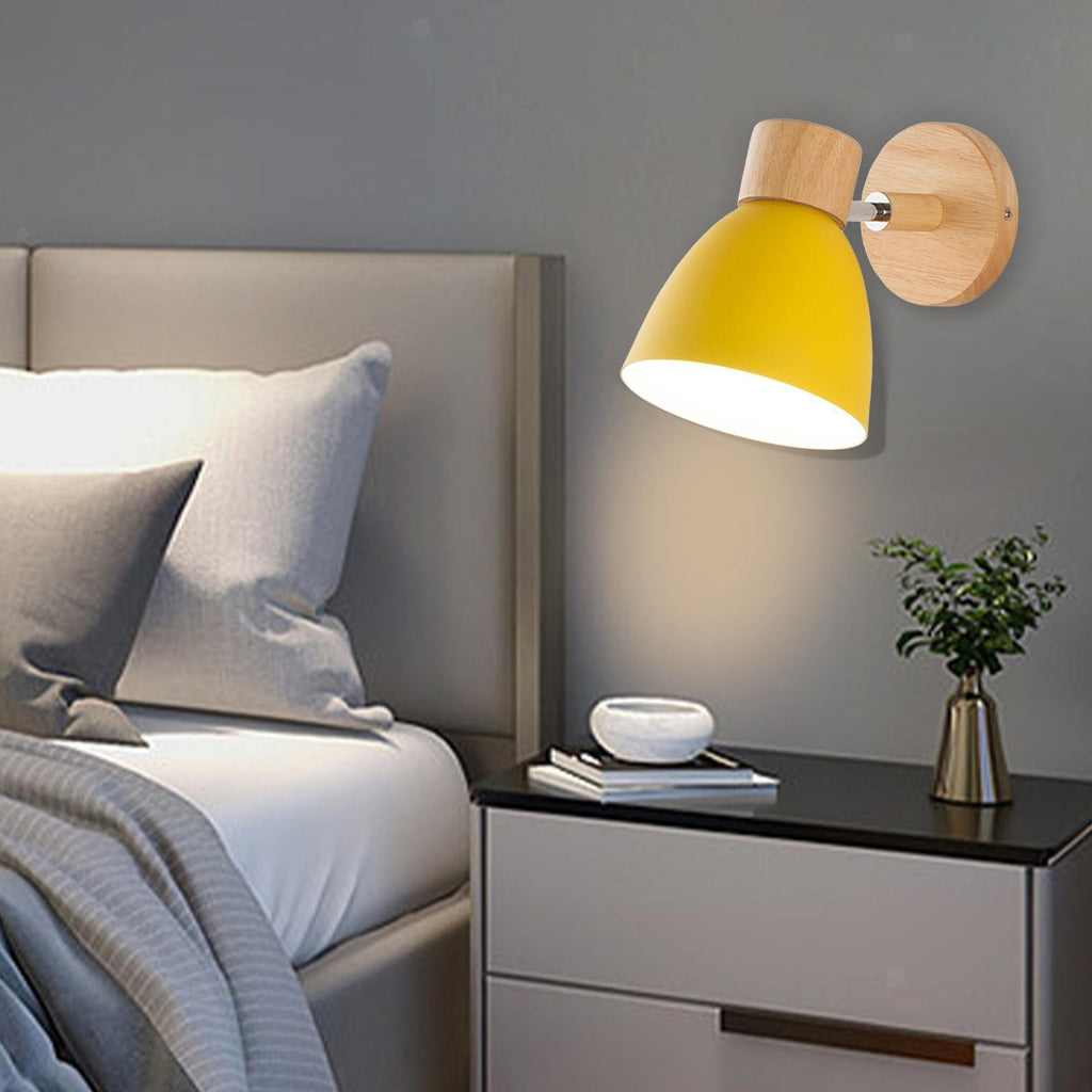 *Nordic* Wall Lamp Wood E27 Bedside Creative Macaron Wall Sconce Wall Light for