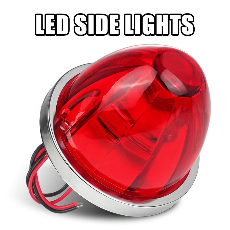 2PCS LED Watermelon Lights Truck Trailer Side Marker Clearance Lamp Turn Signal