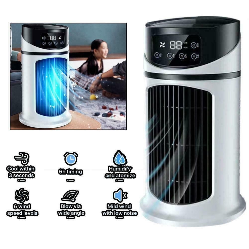 6-Speeds Portable Air Cooler Fan Ice Cold Cooling Conditioner 300ML Tank UK