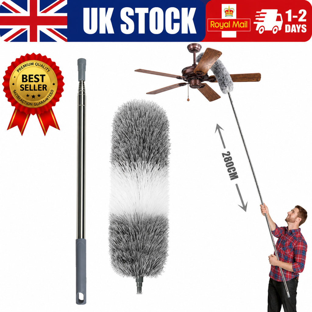 2.8m Extra Long Cobweb Feather Duster Telescopic Handle Extendable to Ceiling🔥