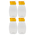 4pcs Plastic Honey Squeeze Bottles Leakproof Dispenser Jars With Refillable Lids