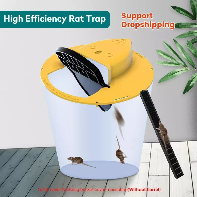 2X Mouse Trap Flip Slide Bucket Lid Mouse Rat Trap + Ladder Catch Trap Reusable