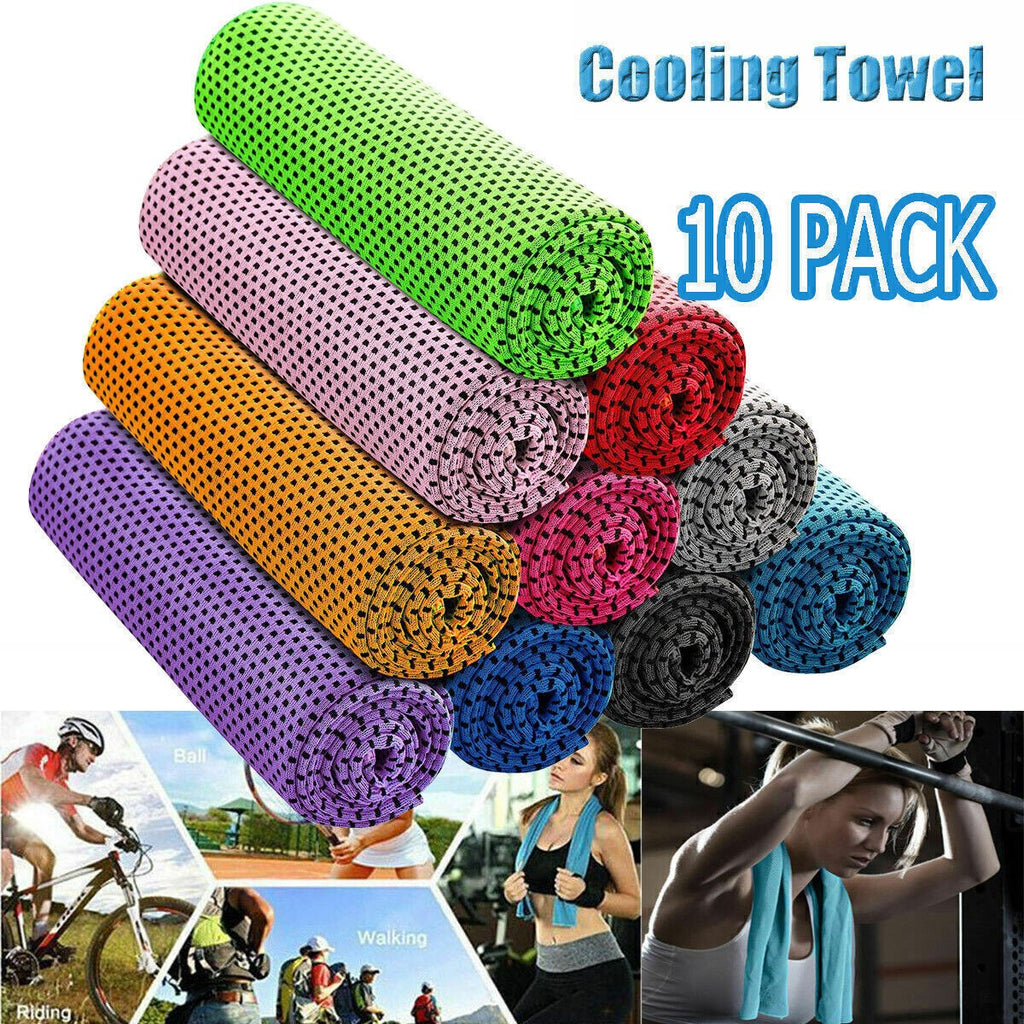 10 Pack Instant Cooling Towel Sports Gym Fast Drying Absorb Towels Yoga Travel
