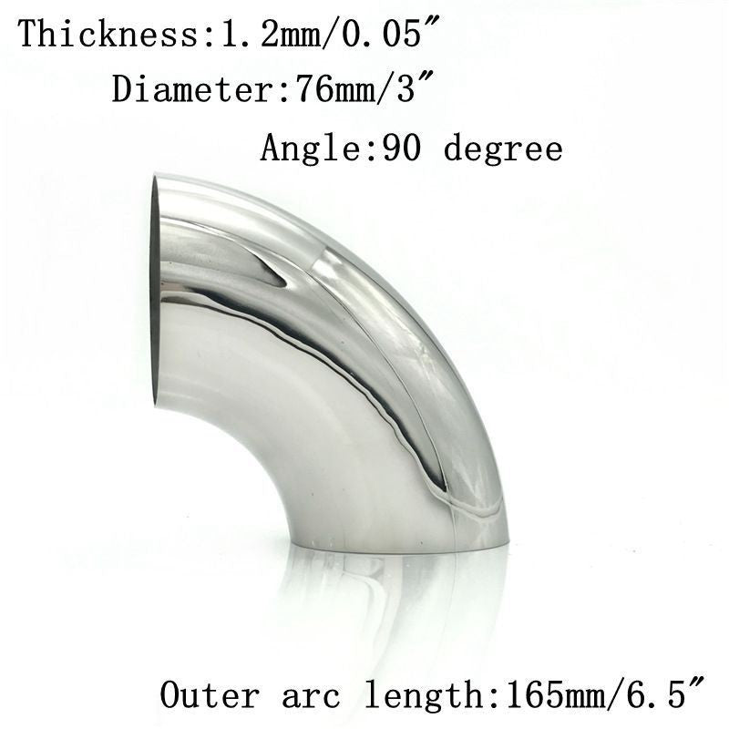 3 Inch 201 Stainless Steel 76mm 90 Degree Bend Elbow Exhaust Pipe Excellent