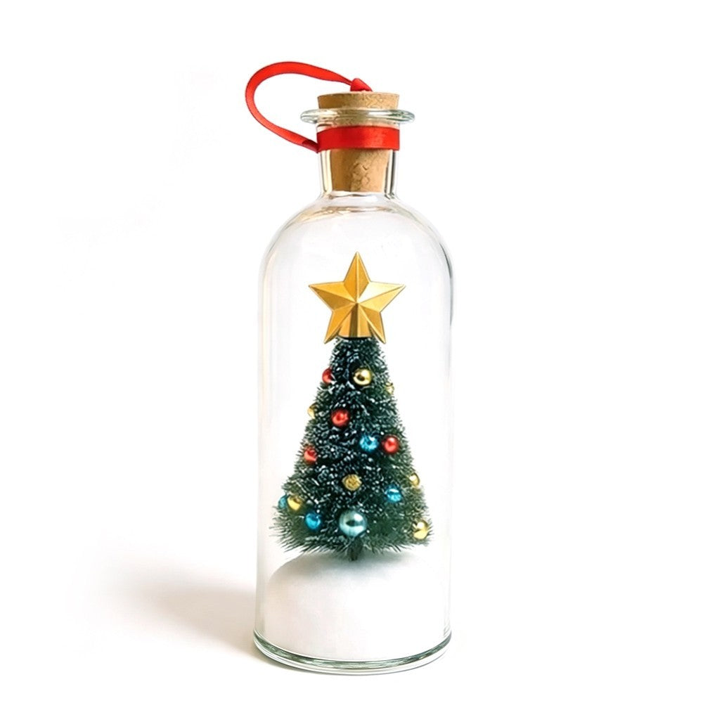 Christmas Tree Message in a Bottle with LED Voice Recording Message Arylic Decor