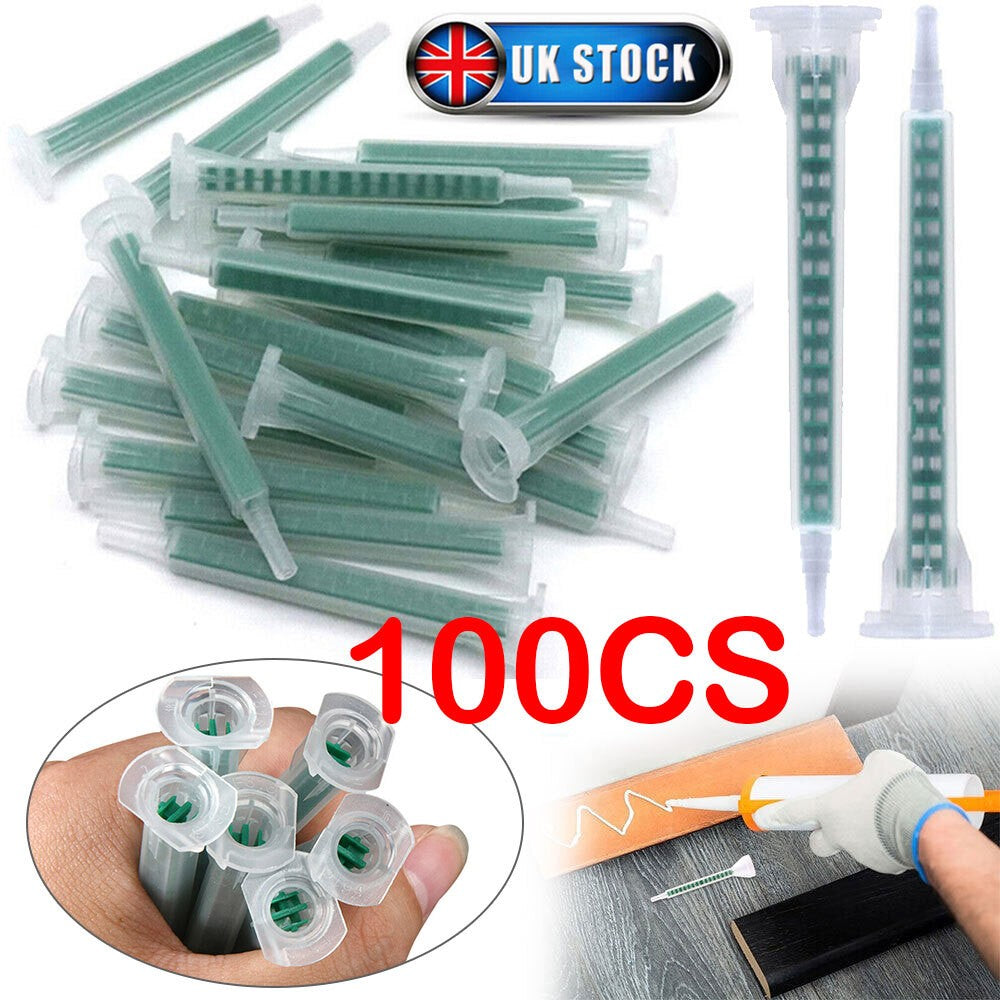 100x Static Mixer Epoxy Resin Mixing Tube Nozzles Sets For Ab Glue Gun Approx