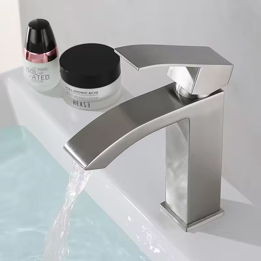 Waterfall Bathroom Sink Tap Cloakroom Basin Mixer Chrome Mono Faucet + Waste Set