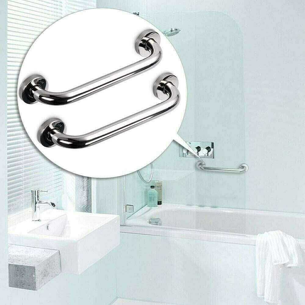 2X Safety Grab Bar Bathroom Support Handle Steel Bath Toilet Hand Rail 40cm