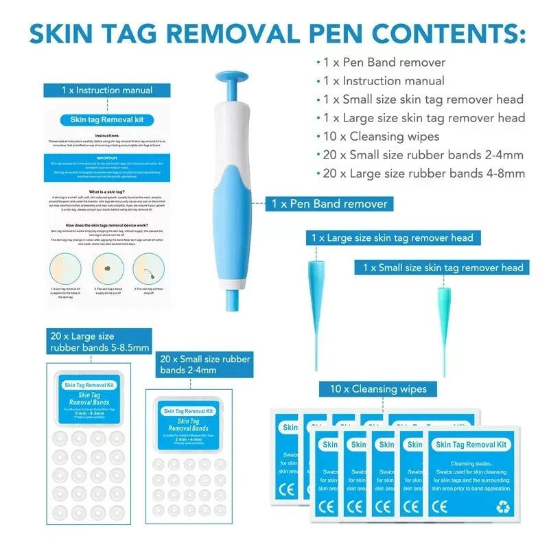 Natural Painless Auto SKIN TAG Removal Kit Skin Tag Micro Bands Remover Device