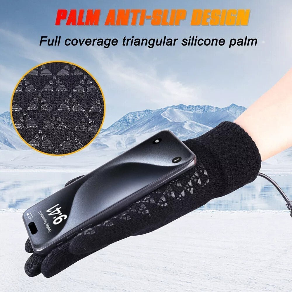Electric Heated Gloves Rechargeable Battery Hand Warm Windproof Thermal Winter