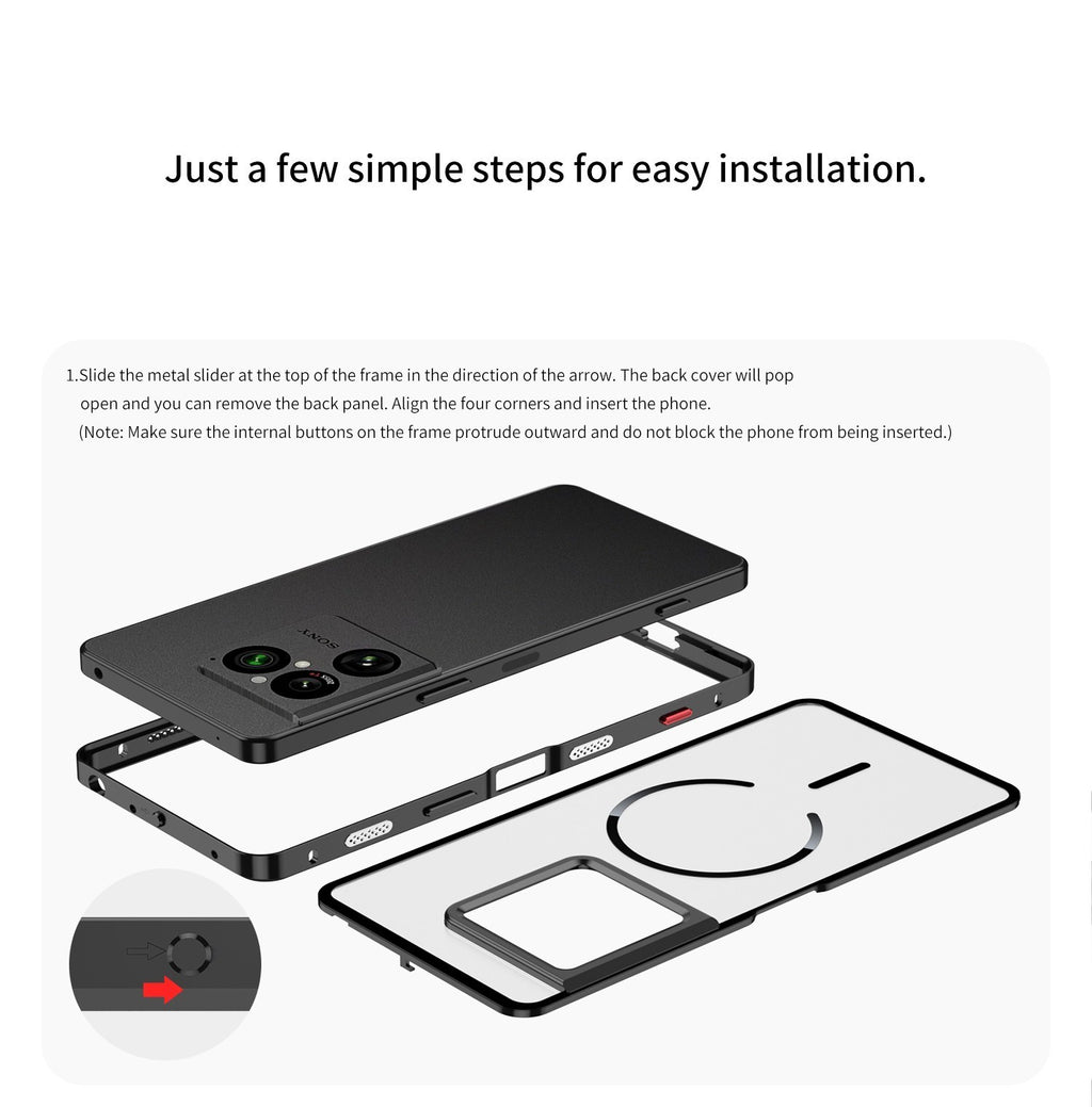 Hybrid Magnetic Metal Bumper Clear Matte Back Case For Sony Xperia 1 VIII 2026