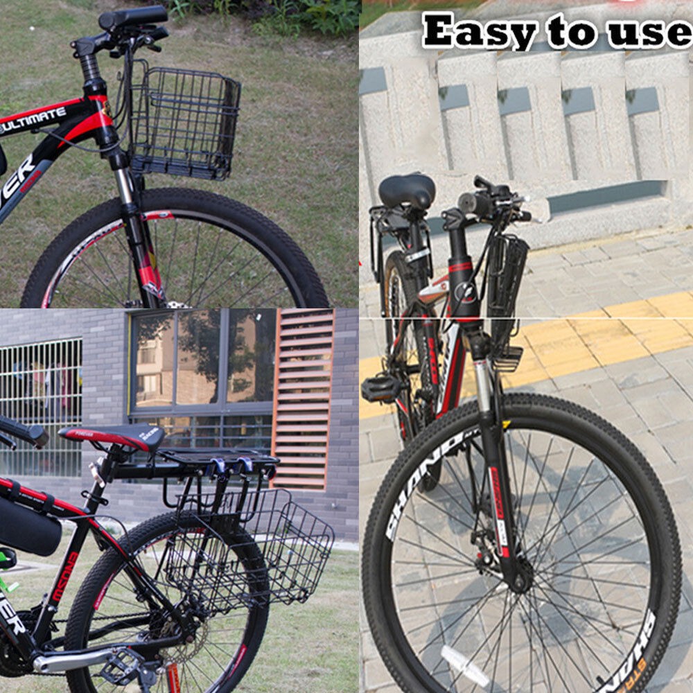 Metal Foldable Bike Front Rear Basket Bicycle Handlebar Shopping Carrier Storage