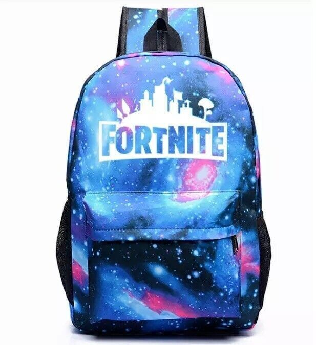 FORTNITE GALAXY SHOULDER BLUE BACKPACK BOY GIRL GLOW IN DARK SCHOOL BAG RUCKSACK