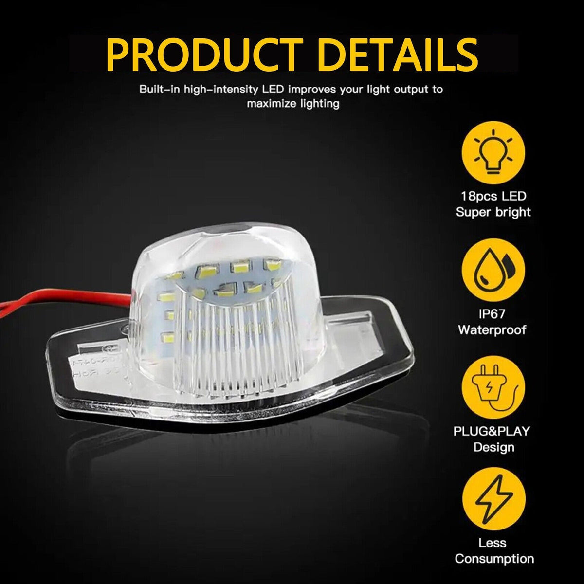 2x LED Number Plate Licence Light Fit Honda Jazz Insight Odyssay CRV FR-V Stream