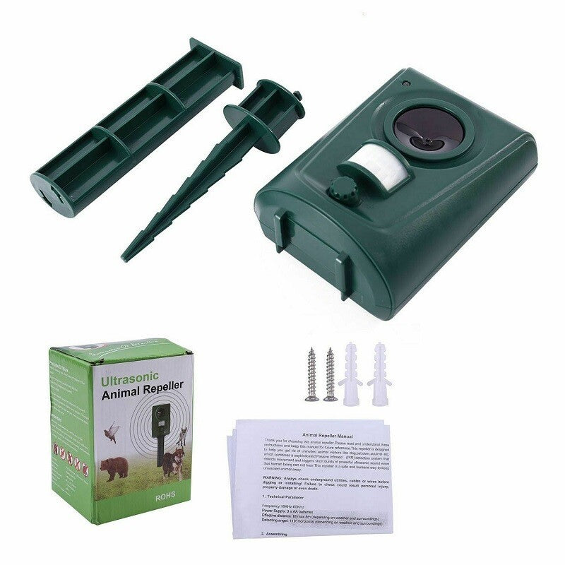 Battery Ultrasonic Garden Deterrent Repeller Animal Bird Cat Scarer Pest Dog UK