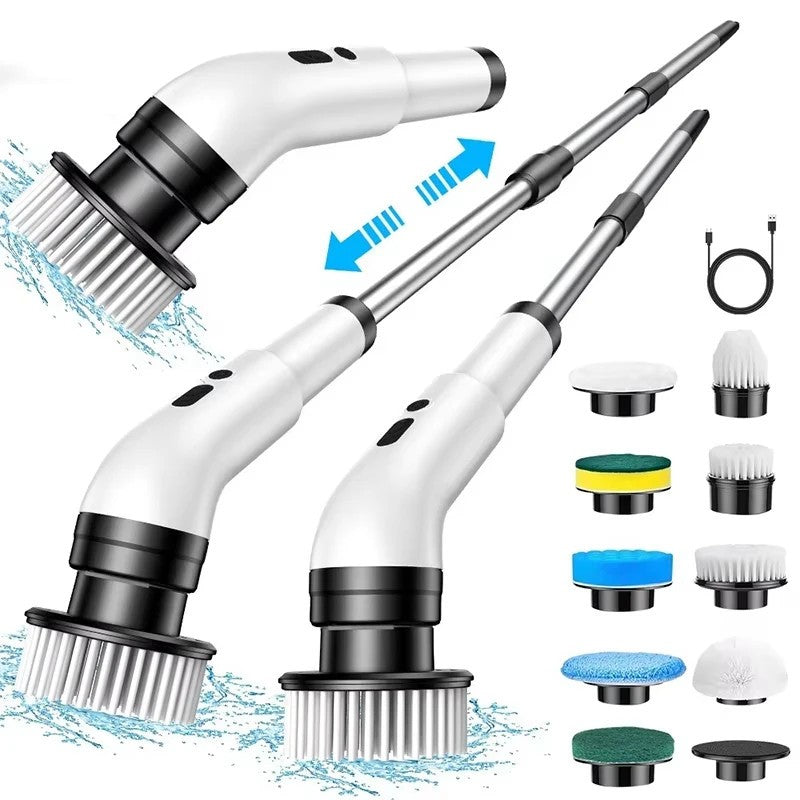 9 IN 1 Electric Spin Scrubber Cordless Cleaning Brush Bathroom Rotating Scrubber