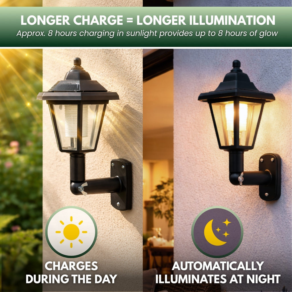 Set of 2 Solar Outdoor Wall Lights Victorian IP65 Solar Garden Lanterns