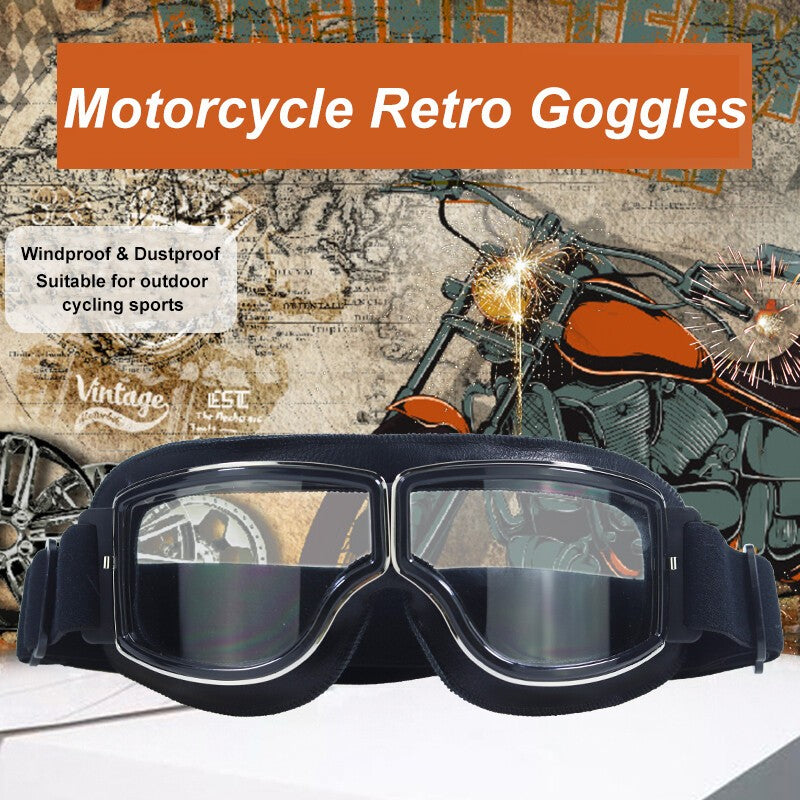 Motorcycle Windproof Goggles Old School Vintage Retro Motorbike Glasses Eyewear