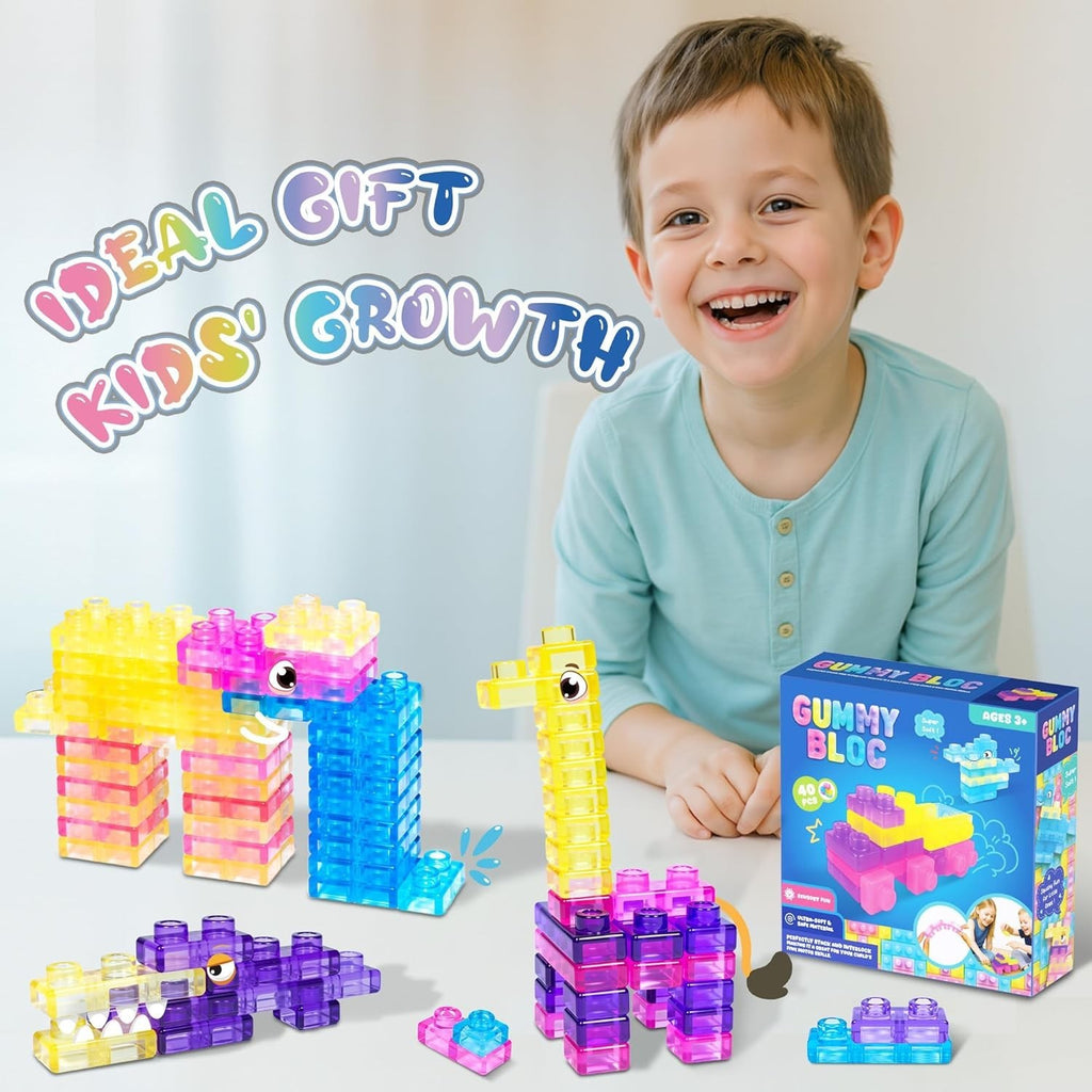 40PCS Sensory Soft Stress Toy Building Blocks for Toddlers Squishy Stacking Toy