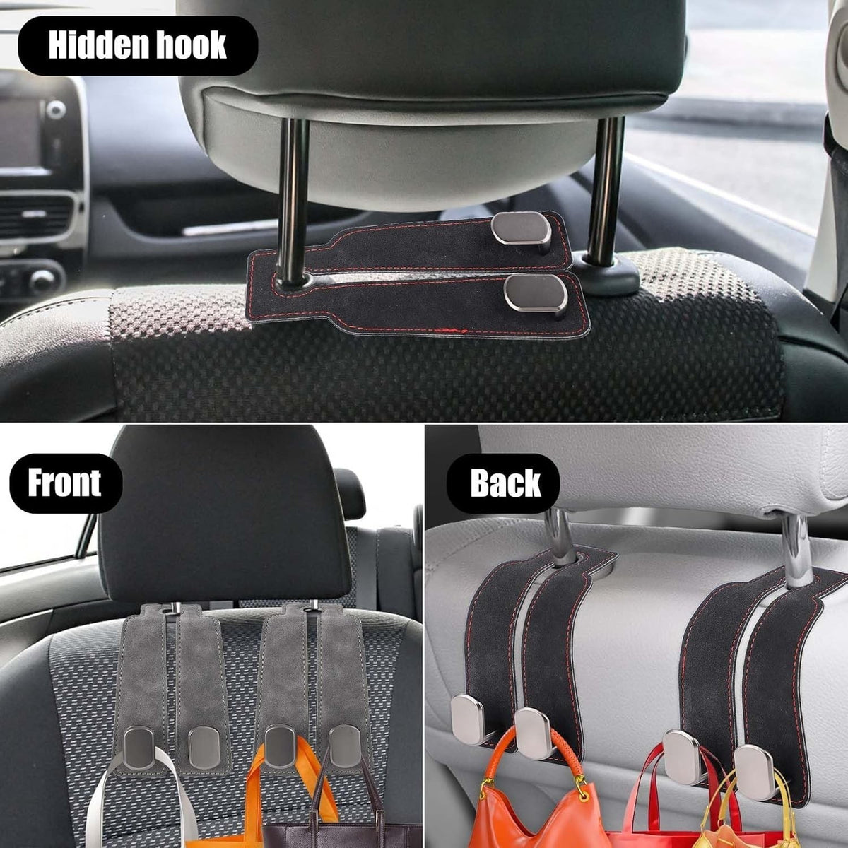 2pcs Car Back Seat Organiser Headrest Storage Bag Purse Holder Tablet Hook Coat