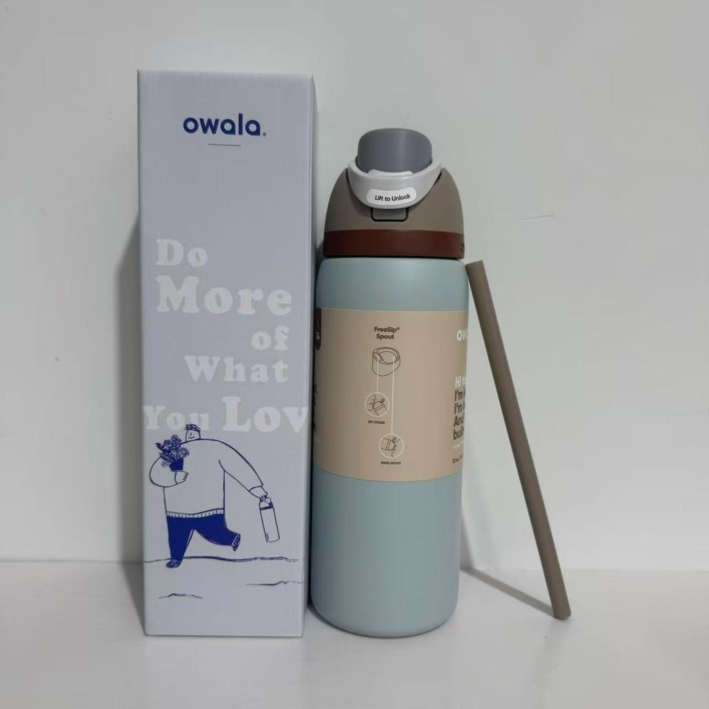 Owala Freesip Water Bottle Stainless Steel 24oz 32oz Multicolor Blue Bow Bottle