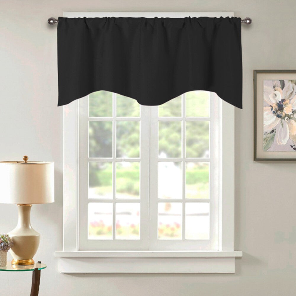 Polyester Short Curtains Black Color for Kitchen Living Room Window
