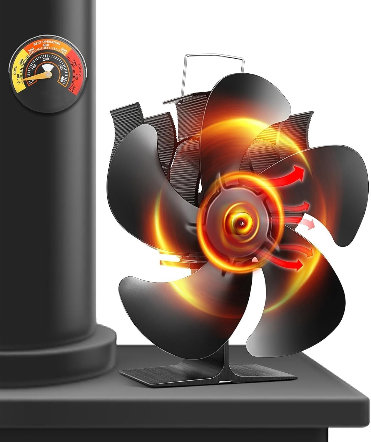 5 Blade Heat Powered Stove Top Fan Eco-friendly for Wood Burner Log Burning Fire