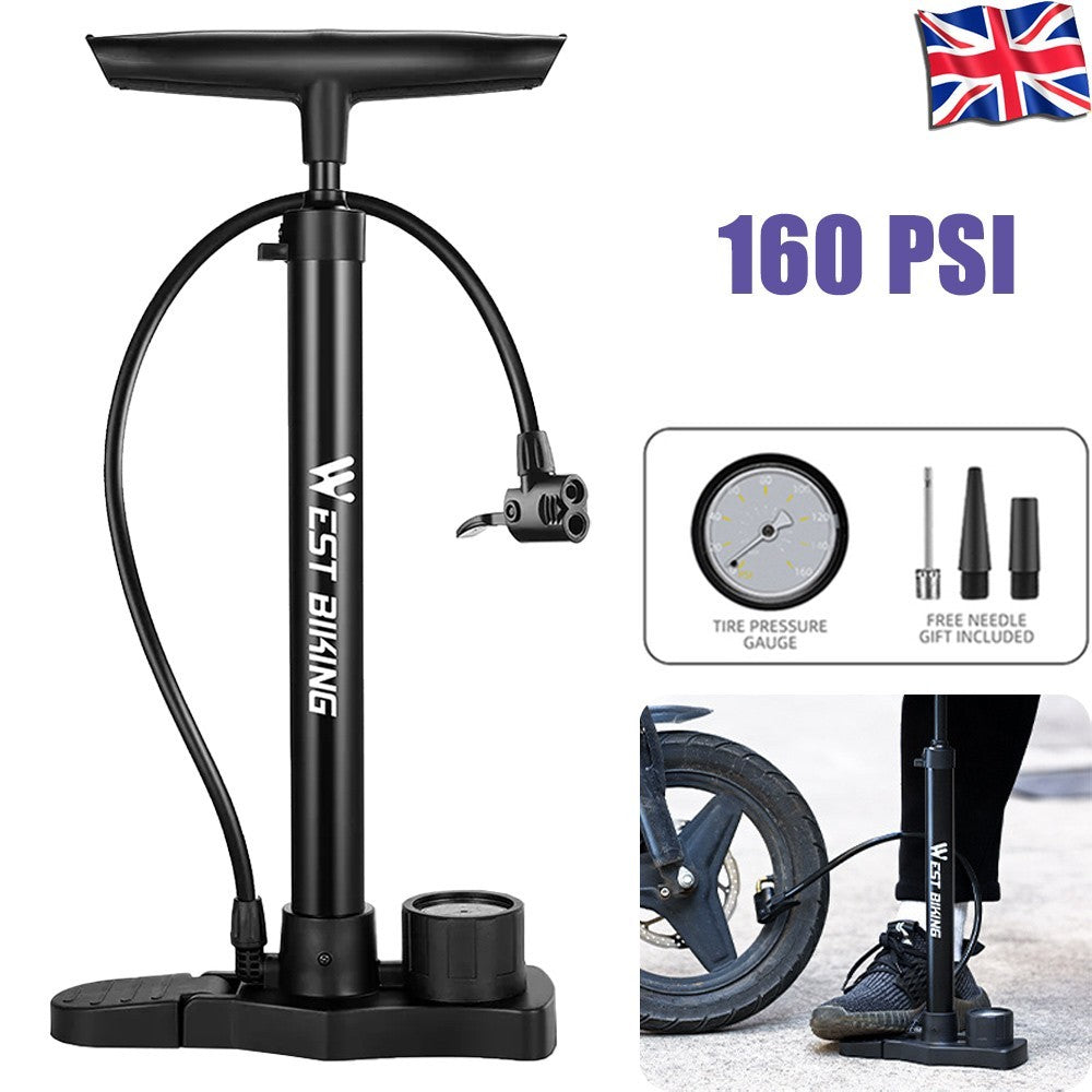 160psi MTB Road Bike Bicycle Tire Inflator Floor Pump Presta Schrader Valve UK