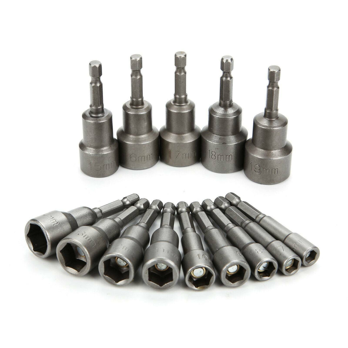 14pcs 6 -19mm 1/4" Nut Driver Bit Set Hex Magnetic Metric Socket Impact Drill UK