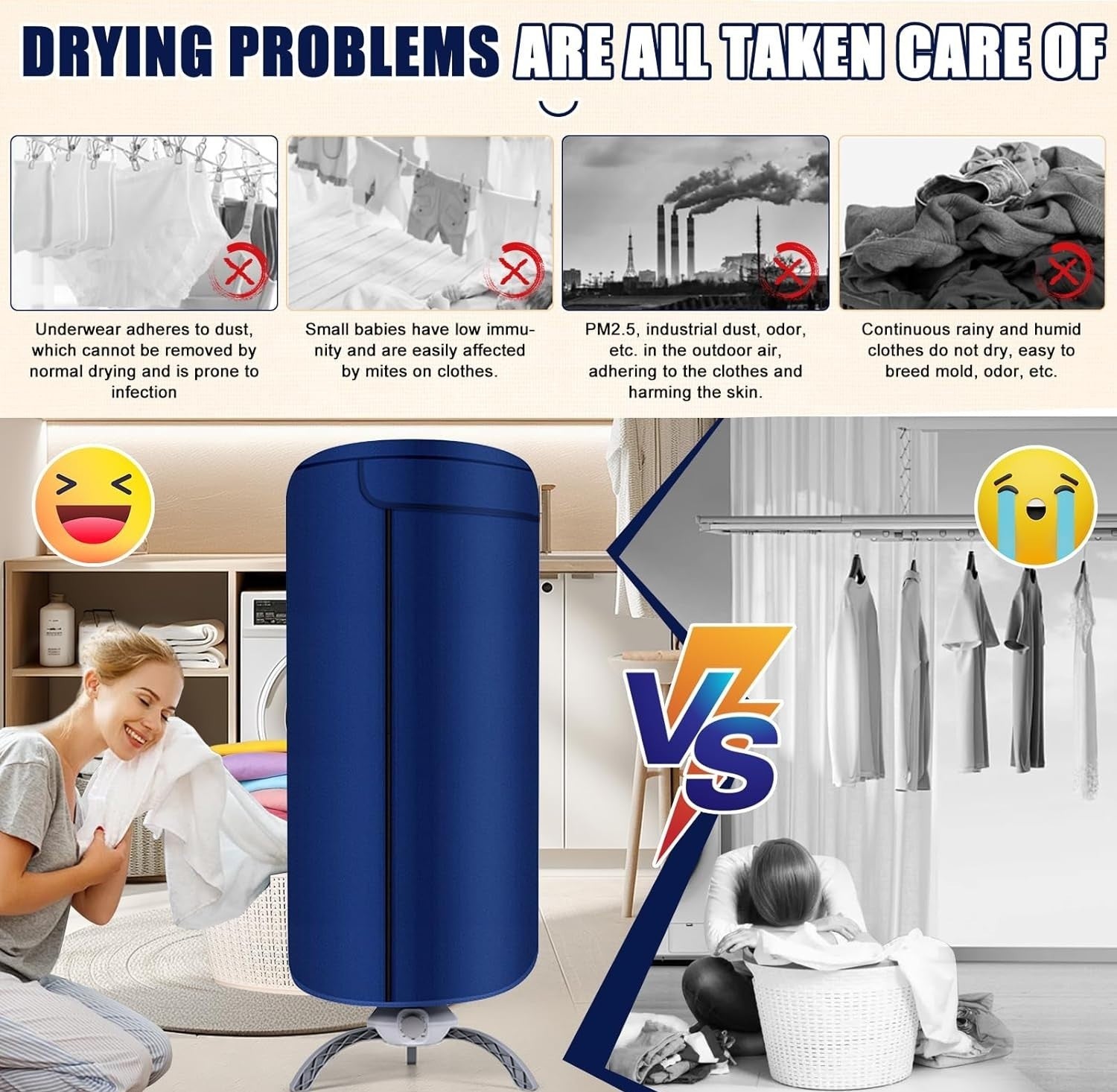 Electric Clothes Dryer Portable Buddy Fast Hot Air Drying Machine Indoor Home UK