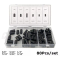 80Pcs 5/32" to 3/8" Rubber Vacuum Cap Assortment Kit 6 Sizes Set Black UK
