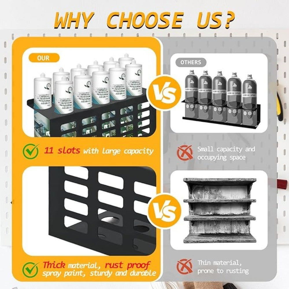 *11 Holes Silicone Sealant Tube Holder Mastic Caulk Storage Rack for Van Racking
