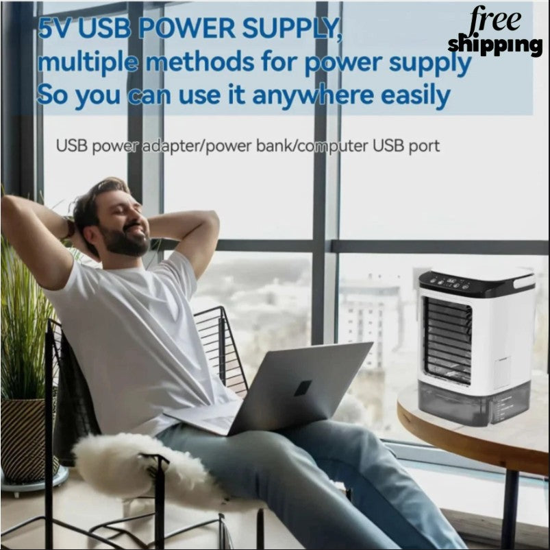 3-Speed Portable Air Cooler Fan 900ML Tank  Ice Cold Cooling  Conditioner - UK