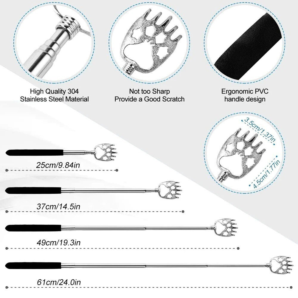 3-in-1 Telescopic Back Scratcher Set - Extendable Massager & Itch Relief Tool