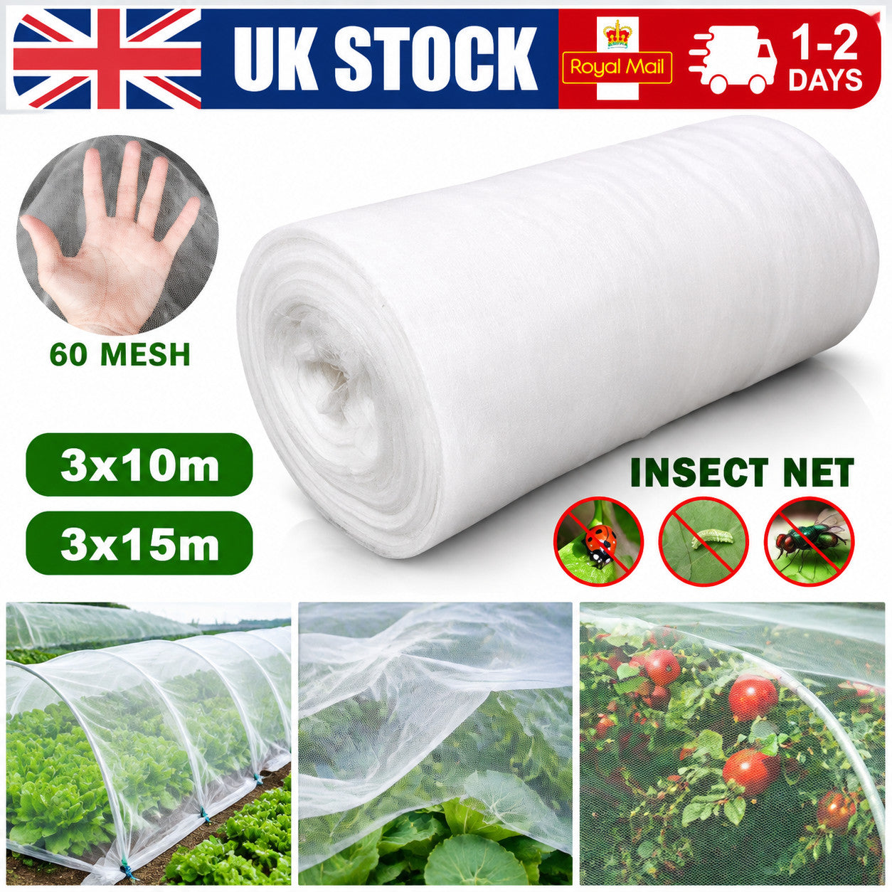 White Garden Protect Netting For Vegetable Crop Plant Fine Mesh Birds Insect Net