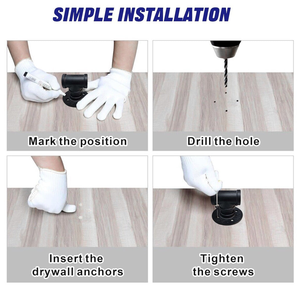 Industrial Pipe Stair Handrail Wall Mounted Grab Rail Staircase Banister Support