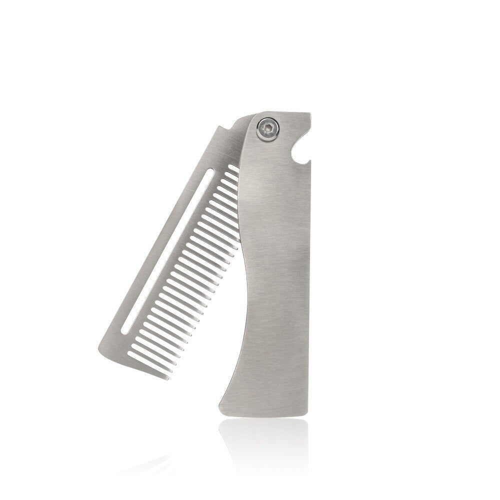 Folding Pocket Beard Combs Portable Steel Combs Hair Styling Comb Pocket Comb