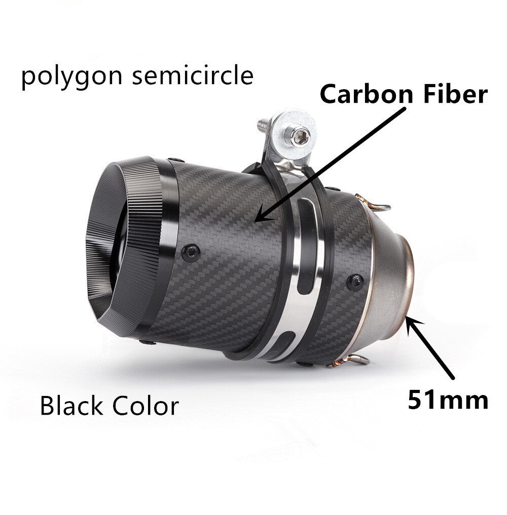 Universal Motorcycle Carbon Fiber Exhaust Muffler Tail Pipe 51mm With DB Killer