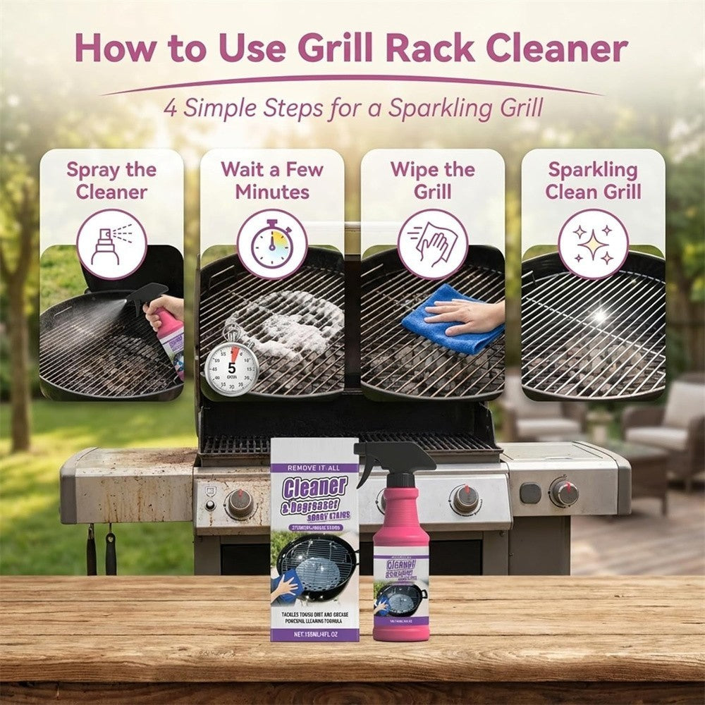 Grill Degreaser Spray Extra Fast-Acting Heavy-Duty BBQ Cleaner for Greasy Grates