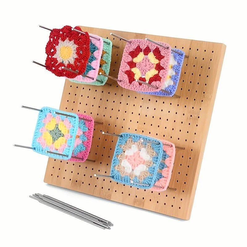 Bamboo Wood DIY Grandmother Grid Shaping Board Yarn Knitting Positioning Board