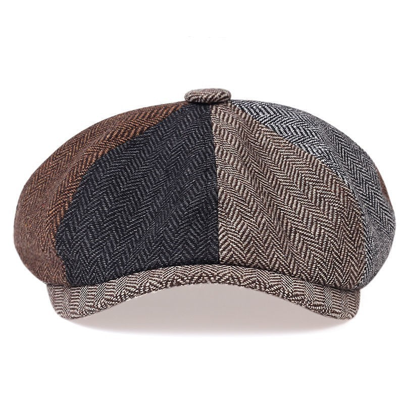 Peaky Blinders Hat Newsboy Flat Cap Herringbone Tweed Wool Baker Boy Gatsby