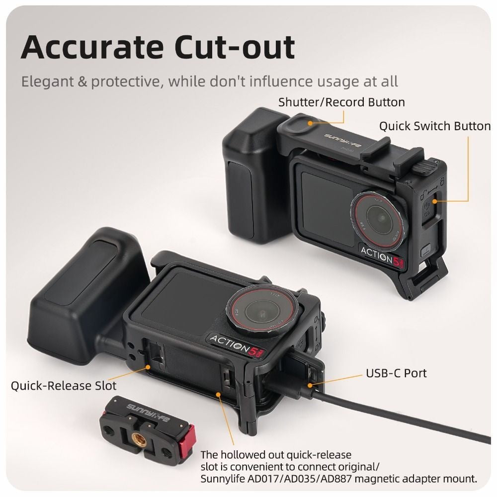 Quick Release Camera Grip Handle for DJI Osmo Action 5 Pro/4/3