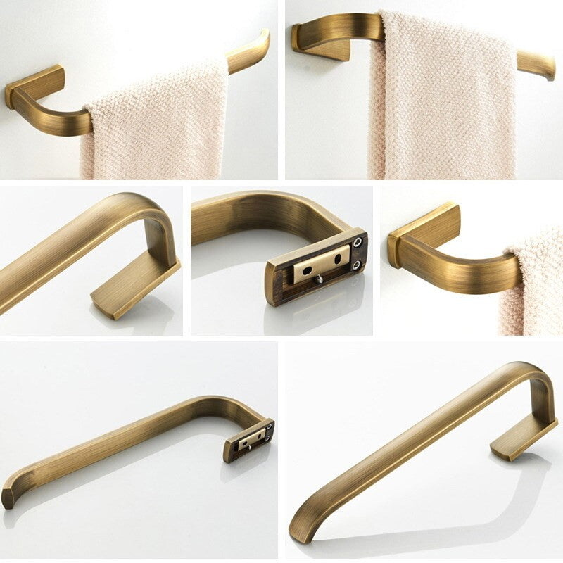 Antique Brass Towel Ring Square Towel Bar Holder Wall Mount Bathroom Accessories