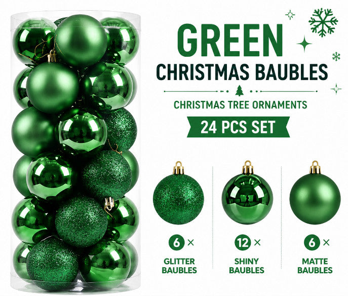 24Pcs 6cm New Christmas Tree Ball, Holiday Party Home Bauble Home Party Hanging