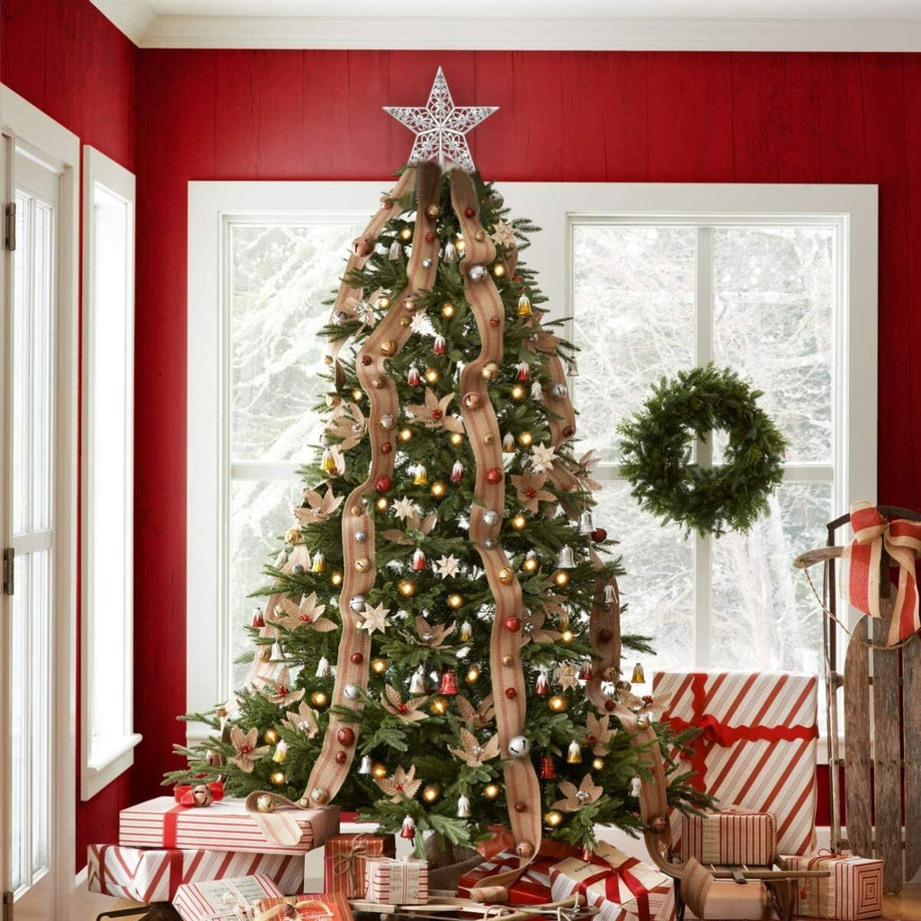 20cm Christmas Tree Topper Hollowed-out Tree Star Topper Ornaments Party Decor